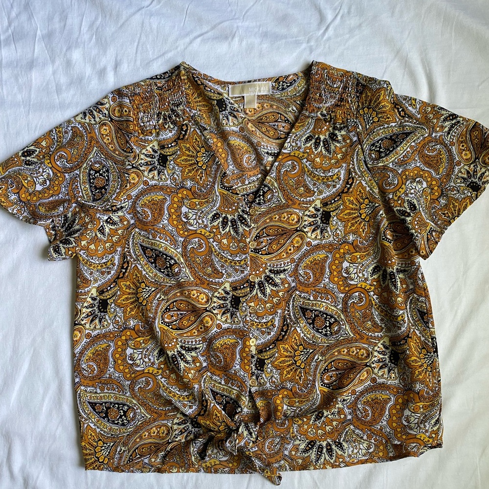 MICHAEL Michael Kors Tie Front button up blouse paisley